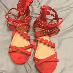 Red sandals worn a few times